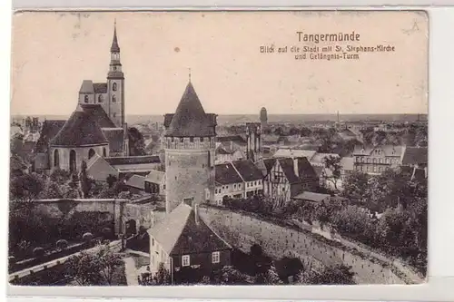 60338 Ak Tangermünde Blick auf die Stadt mit Gefängnisturm um 1920
