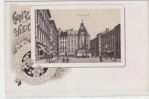 6033 Ak Lithographie Salutation de Vienne marché élevé vers 1900