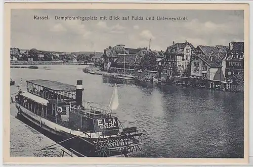 60316 Ak Kassel poste de pose de vapeur avec vue sur Fulda et le vapeur Elsa 1930
