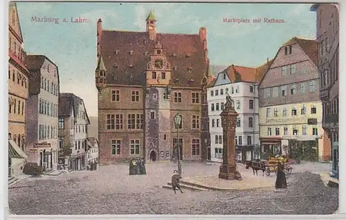 60307 Feldpost Ak Marburg sur la place du marché Lahn avec hôtel de ville 1918