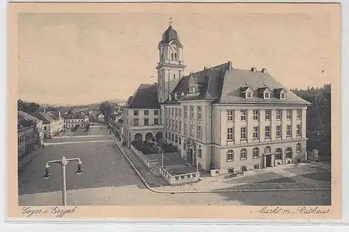 60301 Ak Geyer im Erzgebirge Markt mit Rathaus 1922