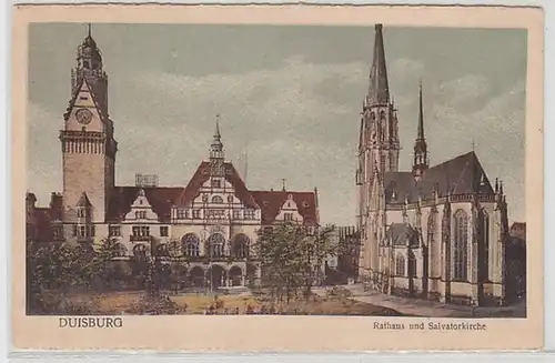 60298 Ak Duisburg Hôtel de ville et église de Salvator 1923
