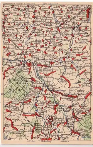 60288 WONA Landkarten Ak Nossen, Siebenlehn, Halsbrücke usw. um 1930