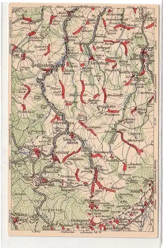 60284 WONA Landkarten Ak Glashütte, Liebstadt, Altenberg, Zinnwald usw. um 1930