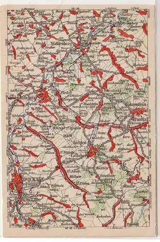 60283 WONA Landkarten Ak Waldenburg, Glauchau, Zwickau, Ölsnitz usw. um 1930