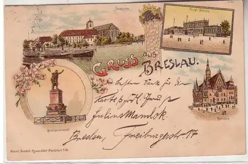 60163 Ak Lithographie Greuss de Wroclaw 1896