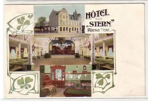 60146 Multi-image Ak Riesa à l'Elbe "Hôtel à la Stern" 1910