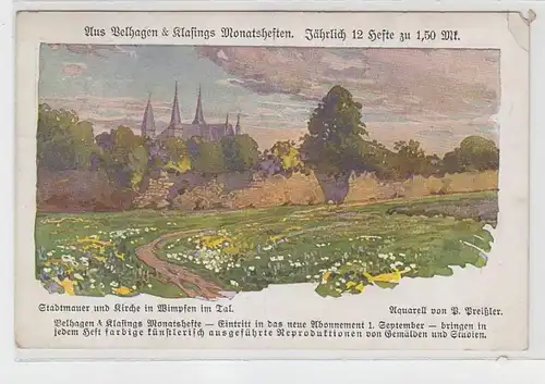 60082 Publicité Ak muraille et église dans les clin d'œil dans la vallée 1911