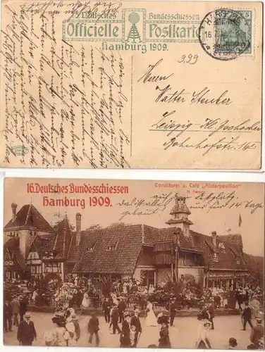 60076 Ak 16. Deutsches Bundesschiessen Hamburg 1909 Conditorei und Café