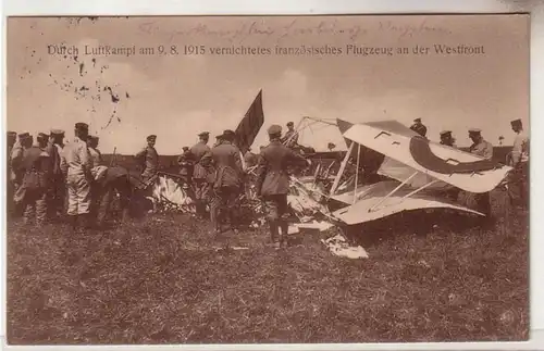 60048 Ak Durch Luftkampf am 9.8.1915 vernichtes franz. Flugzeug an der Westfront