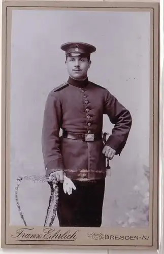60029 Cabinet Photo Soldat avec fusil latéral Dresde vers 1910