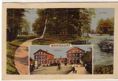 60012 Mehrbild Ak Borsdorf Bahnhof und Parkpartie 1928