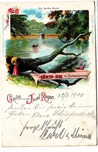 59996 Ak Salutation de l'île de Rügen der Herta See près de Stubbenkammer 1900