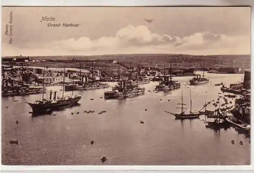 59982 Ak Malta Grand Harbour avec des navires vers 1910