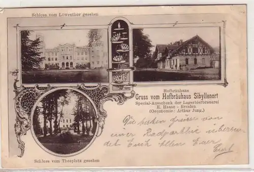 59969 Multi-image Ak Salutation du Hofbräushaus Sibyllenort en Silésie 1901