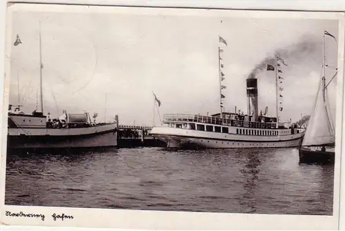 59895 Ak Norderney Hafen mit Dampfer 1938