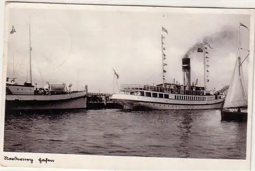 59895 Ak Norderney port avec vapeur 1938