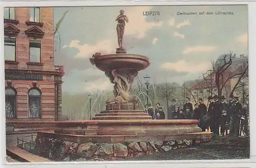 59874 Ak Leipzig Zierbrunnen auf dem Löhrsplatz 1906