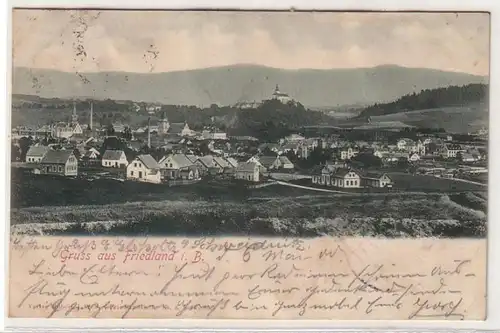 59845 Ak Gruß aus Friedland in Böhmen Totalansicht 1900