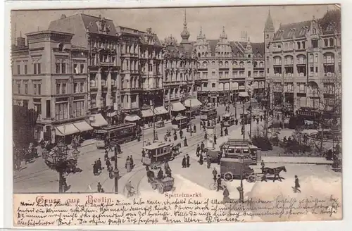 59838 Ak Gruß aus Berlin Spittelmarkt mit Verkehr 1902