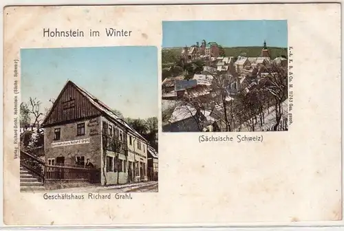 59798 Multi-image Ak Hohnstein (Suisse Saxonne) en hiver vers 1900