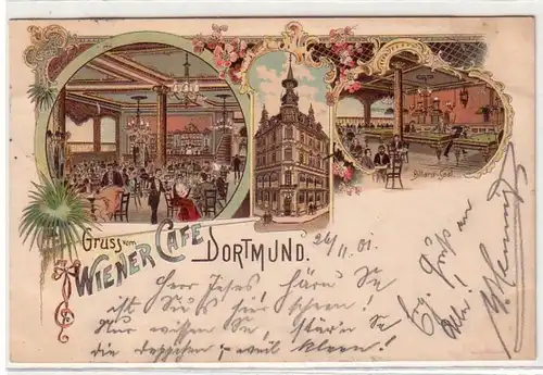 59795 Ak Lithographie Gruß vom Wiener Café Dortmund 1901