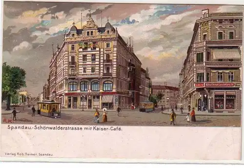 59794 Ak Spandau Schönwalderstrasse mit Kaiser Café um 1910