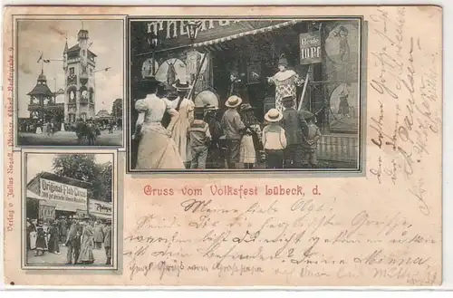 59791 Mehrbild Ak Gruß vom Volksfest in Lübeck 1899