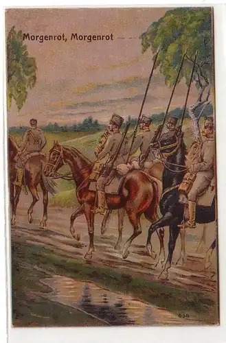 59765 Militär Ak "Morgenrot, Morgenrot ..." Lanzenreiter um 1910