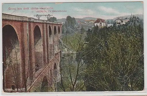 59764 Ak Gruß aus dem sächs. Vogtlande Jocketa Elstertalbrücke 1910