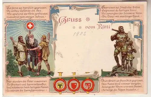 59664 Ak Lithographie Salutation du Rütli Suisse vers 1900