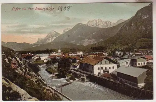 59658 Ak Lofer mit dem Reitergebirge Totalansicht 1908