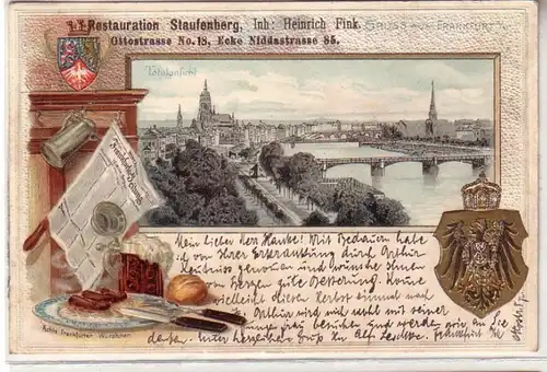 59609 Präge Ak Lithographie Frankfurt an der Oder Totalansicht 1902