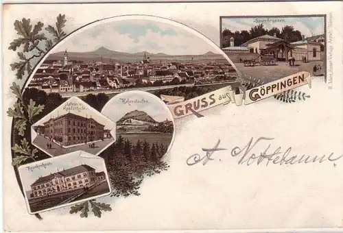 59584 Ak Lithographie Gruss aus Göppingen um 1900