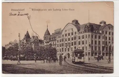 59537 Ak Düsseldorf Wilhelmsplatz mit Ludwig Löwe Haus 1922