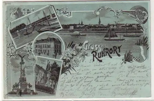 59526 Mondscheinkarte Gruß aus Ruhrort 1898