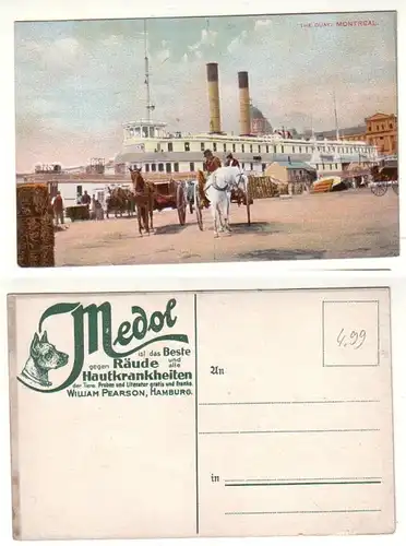 59511 Medol Publicité Ak Montréal The Quay vapeur dans le port vers 1910