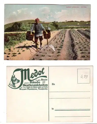 59503 Medol Reklame Ak China Market Gardener Gärtner beim Gießen um 1910