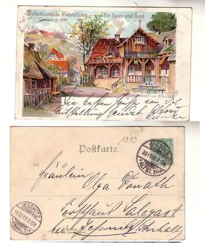 59502 Künstler Ak Volkstüml. Ausstellung f. Haus u. Herd Dresden 1899 Erbgericht