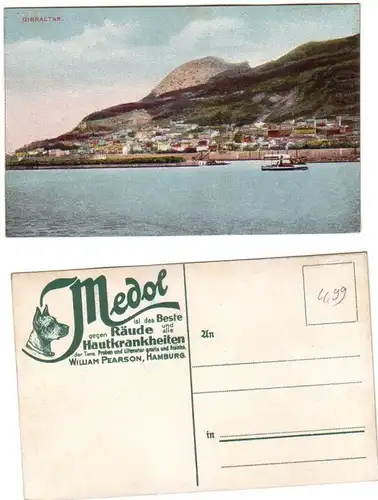 59501 Medol Reklame Ak Gibraltar Hafeneinfahrt um 1910