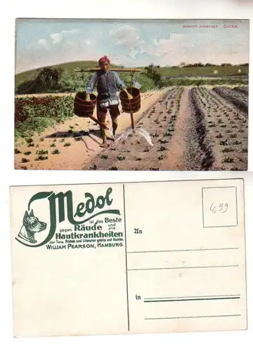 59500 Medol Reklame Ak China Market Gardener Gärtner beim Gießen um 1910