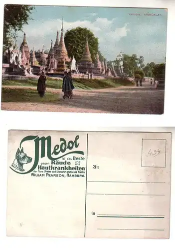 59496 Medol Reklame Ak Mandalay Myanmar (Birma) Pagodas um 1910