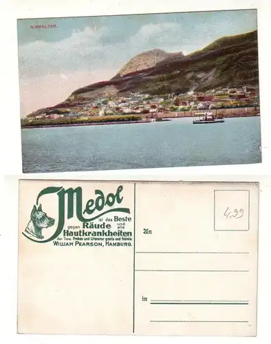 59491 Medol Reklame Ak Gibraltar Hafeneinfahrt um 1910