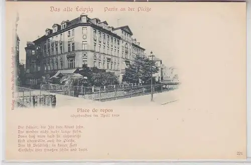 59457 Ak Leipzig Partie an der Pleisse Place de Repos abgebrochen 1898