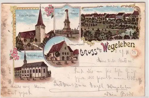 59450 Ak Lithographie Gruß aus Wegeleben 1901
