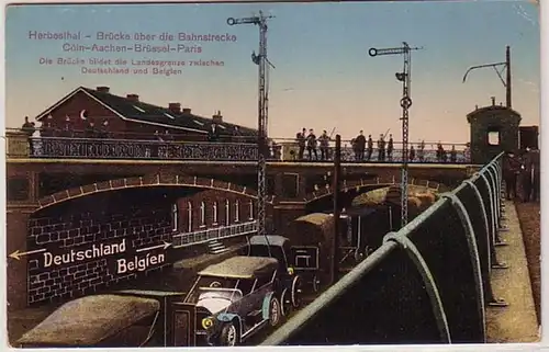 59446 Ak Herbesthal Güterzug und Brücke über die Bahnstrecke 1916