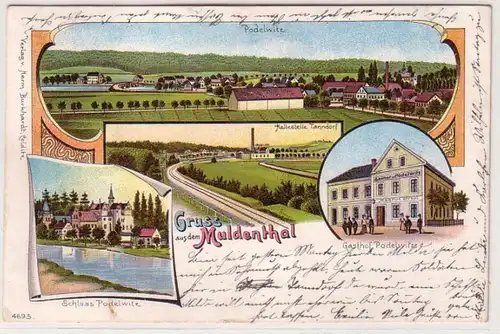 59445 Ak Lithographie Gruß aus dem Muldenthal Podelwitz 1902