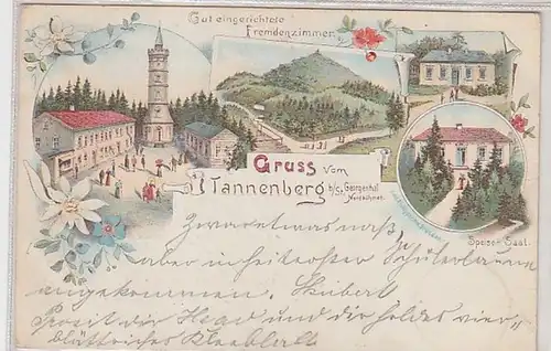 59442 Ak Lithographie Salutation du Tannenberg à St. Georgenthal Nordboehmen 1895