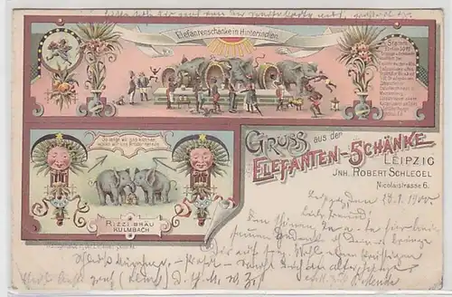 59420 Ak Lithographie Gruß aus der Elefanten Schänke Leipzig 1900