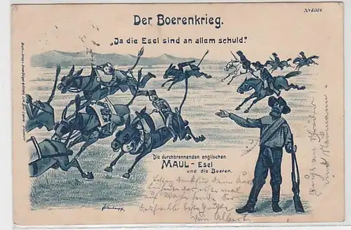 59410 Humor Ak La guerre des Boerens Buren "Oui, les ânes sont responsables de tout." 1900